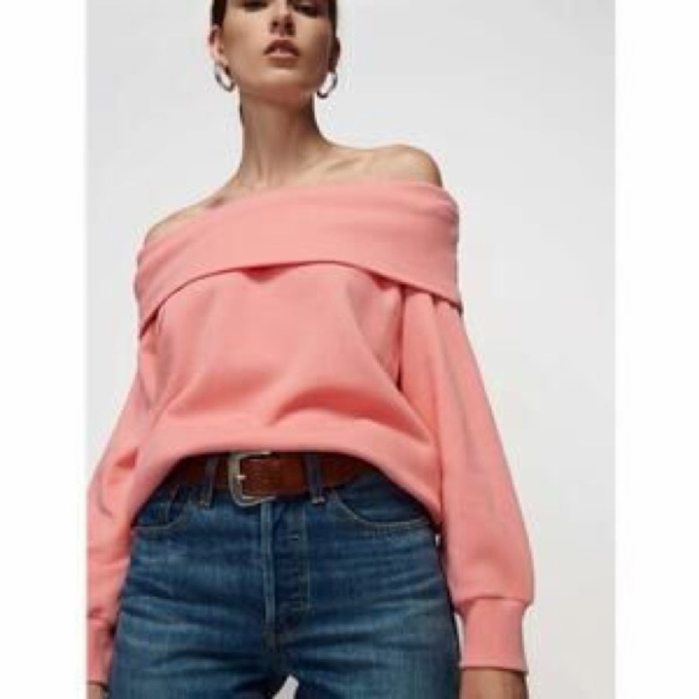 NATION LTD BARBIE OFF SHOULDER SWEATSHIRT SMALL